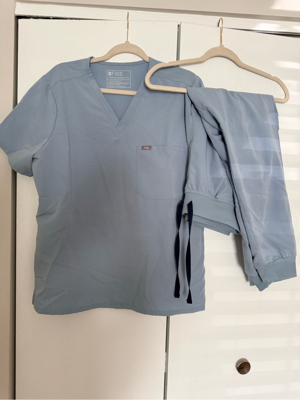 Figs Light Blue V-Neck Scrub Top and Pants